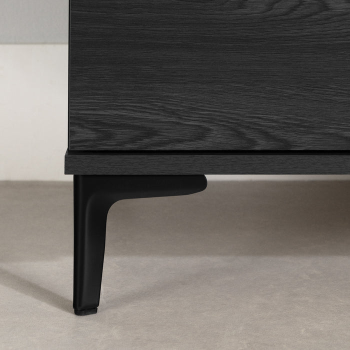 Table de nuit Musano à 2 tiroirs avec pattes en métal - chêne gris