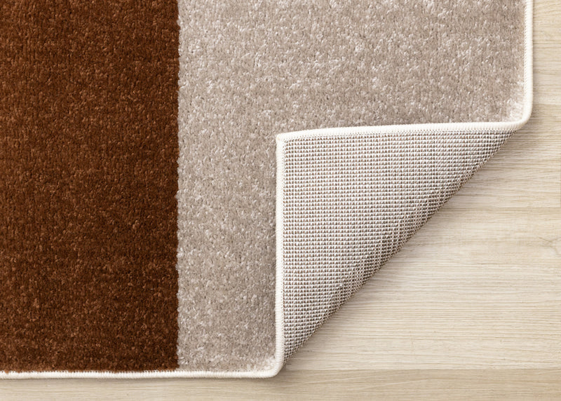 Carpette Marley taupe et rouge sang-de-bœuf à motif de courbes géométriques - 7 pi 10 po x 10 pi 6 po