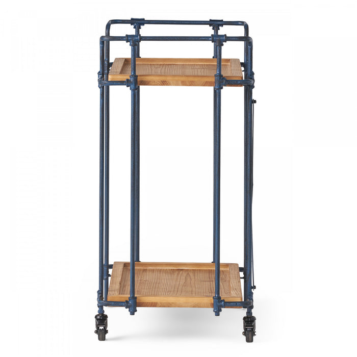 Desserte Daniel En Bois Et Metal Avec Rangement Mobile A 2 Niveaux, Noir Antique