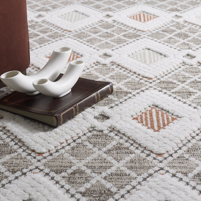 Carpette à poil long Quinto Twinkle orange - 7 pi 7 po x 10 pi