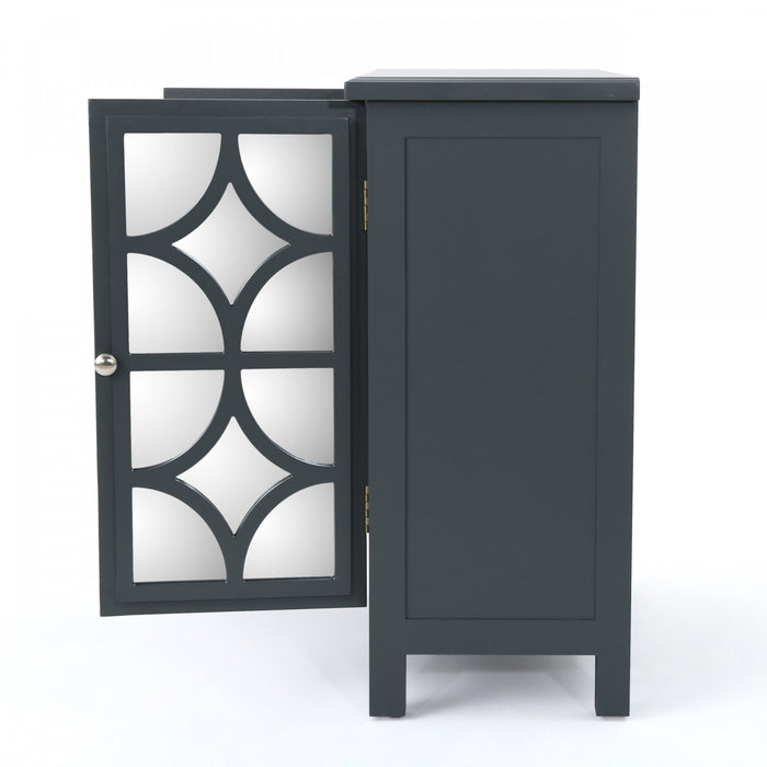Joyce Armoire A Deux Portes En Bois De Sapin Massif Avec Finition Miroir, Gris Charbon