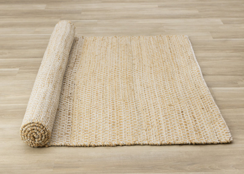 Carpette faite à la main en jute naturelle chêne clair - 7 pi 10 po x 10 pi 6 po