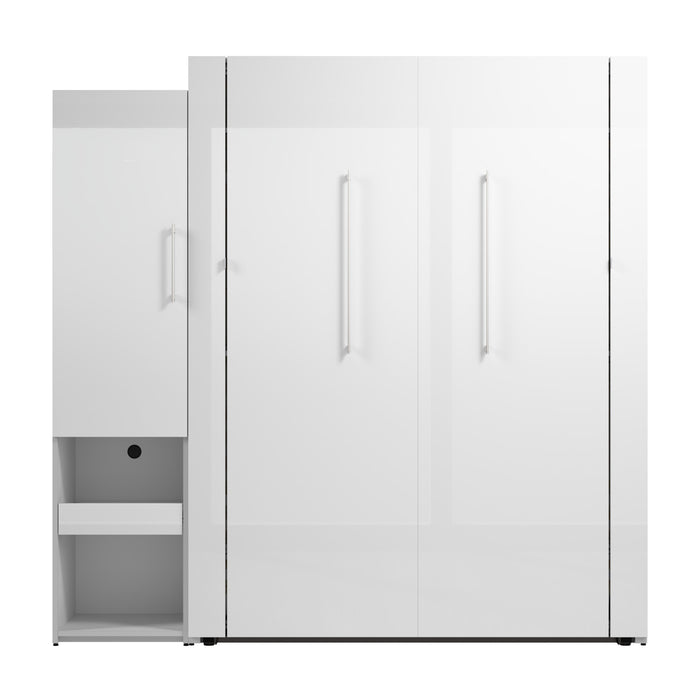 Grand lit escamotable Avalon de Bestar de 87 po (L) avec armoire de rangement et tablette coulissante