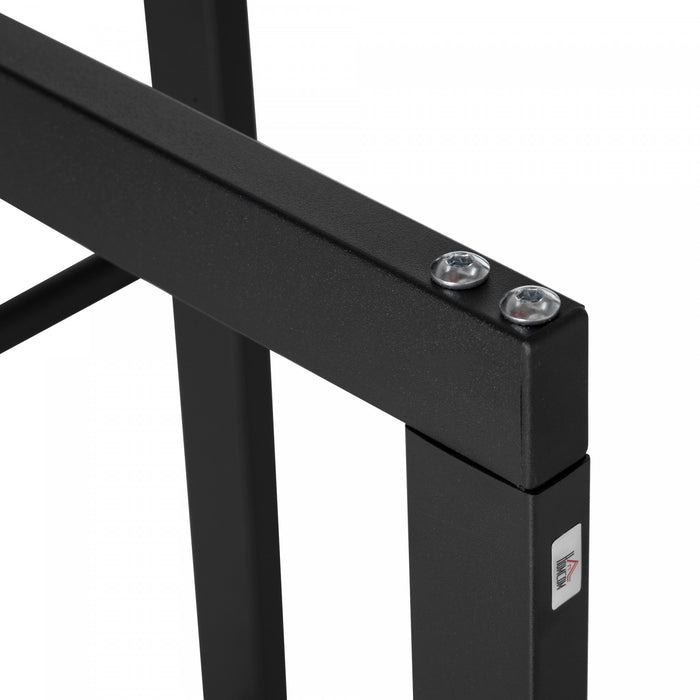 Homcom Support A Bois De Chauffage Avec Poignees Et Capacite De Poids De 220 Lbs, Noir
