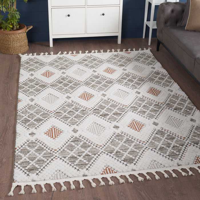 Carpette à poil long Quinto Twinkle orange - 7 pi 7 po x 10 pi