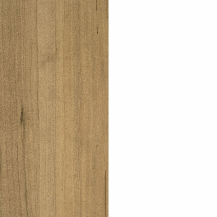 Myro Ilot De Cuisine Avec Porte Et Tiroirs - Blanc Et Erable Noix De Muscade