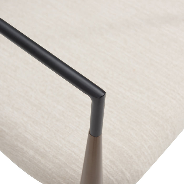 Ensemble De 2 Chaises De Salle À Manger Mila Avec Tissu Rembourré Et Structure Métallique - Beige Et Noyer