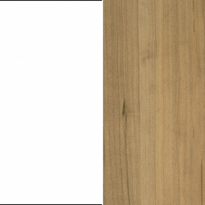 Toscano Ilot De Cuisine 6 Tiroirs Avec Portes Et Rangement A Vin - Blanc Et Erable Noix De Muscade