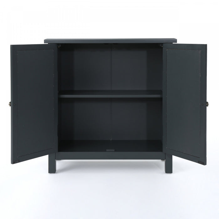 Joyce Armoire A Deux Portes En Bois De Sapin Massif Avec Finition Miroir, Gris Charbon