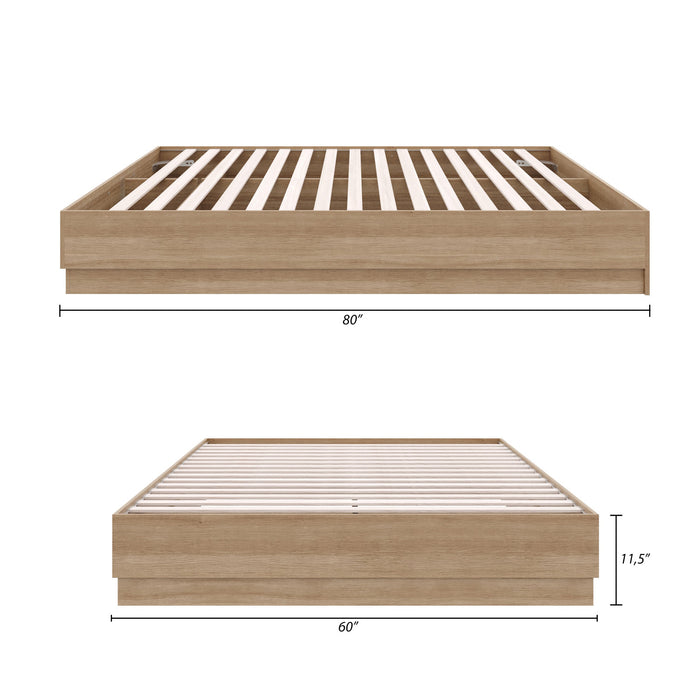 Grand lit plateforme Milano Nordika - chêne brun