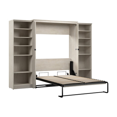 Bestar Key West Full Murphy Bed with Closet Organizers (113 W) - Linen White Oak|Lit double escamotable Key West de Bestar de 113 po (L) avec organisateurs de garde-robe - blanc chêne lin