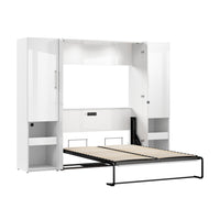 Lit double escamotable Avalon de Bestar de 101 po (L) avec armoires de rangement et tablette coulissante