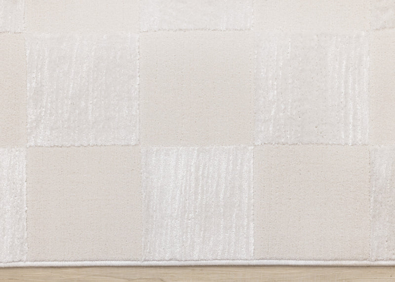 Carpette Leonardo blanche et grise à motif à carreaux - 6 pi 7 po x 9 pi 6 po