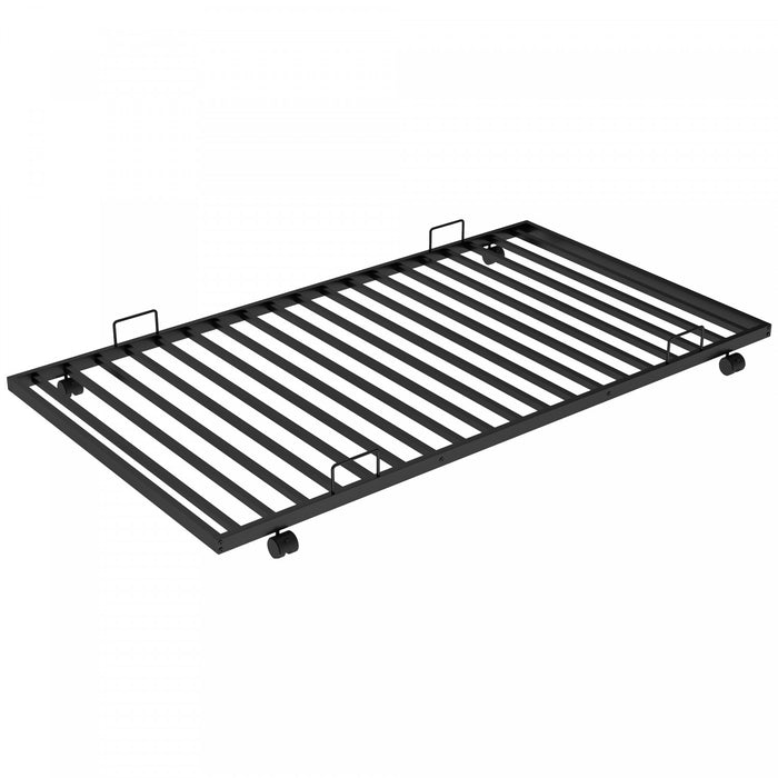 Jeremy – Lit Superpose En Metal, Simple Sur Double, Design Compact Avec Lit Gigogne Et Deux Echelles – Noir