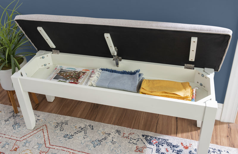 Banc de salle à manger Jane en tissu avec rangement - gris