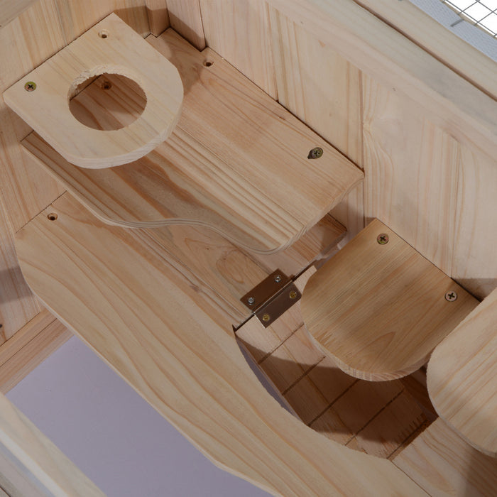 Pawhut Cage En Bois Pour Hamster Lapin Cochon D'inde Chinchilla Pet House 2 Niveaux Petits Animaux Habitat Maison Avec Toit Ouvrant Avec Espace De Course