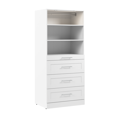 Bestar Florence 35" Modular Reach-In/Walk-In Closet System with LED Light and Storage - White|Système de garde-robe et pièce-penderie modulaire Florence de Bestar de 35 po avec éclairage à DEL et rangement - blanc