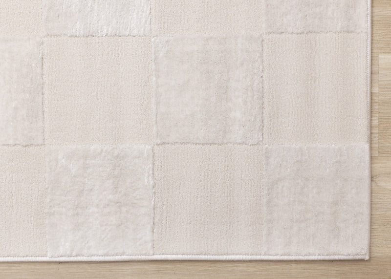 Carpette Leonardo blanche et grise à motif à carreaux - 6 pi 7 po x 9 pi 6 po