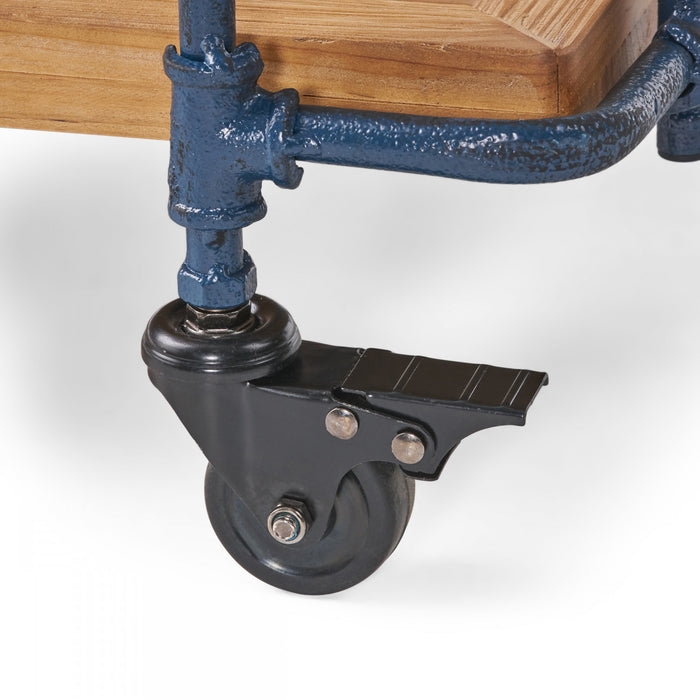 Desserte Daniel En Bois Et Metal Avec Rangement Mobile A 2 Niveaux, Noir Antique