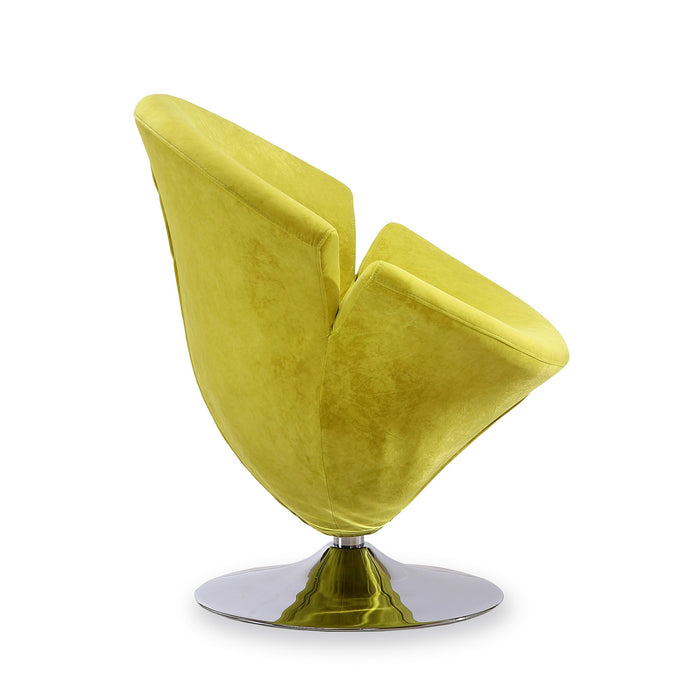Fauteuil d’appoint pivotant Tulip de Manhattan Comfort en chrome poli et en velours - vert