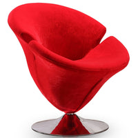 Fauteuil d’appoint pivotant Tulip de Manhattan Comfort en chrome poli et en velours - rouge