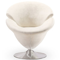 Chaise d’appoint pivotante Tulip de Manhattan Comfort en chrome poli et en velours - blanche