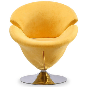 Fauteuil d’appoint pivotant Tulip de Manhattan Comfort en chrome poli et en velours -jaune