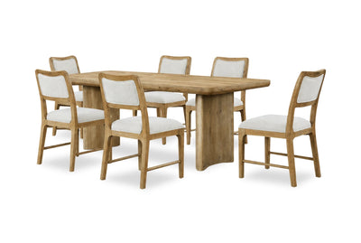 Austin 7pc Dining Set with Table & 6 Chairs, 84"W - Taupe & Natural Oak Brown | Ensemble de salle à manger Austin 7 pièces avec table de 84 po (L) et 6 chaises - taupe et brun chêne naturel