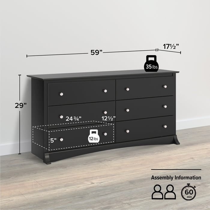 Commode Jade à 6 tiroirs - noire