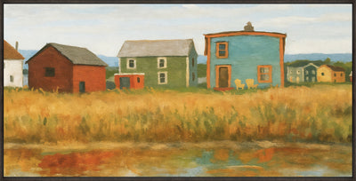 Lake Houses Framed Acrylic Touch Art - 25" x 49" | Œuvre d’art tactile en acrylique encadrée « Lake Houses » - 25 po x 49 po