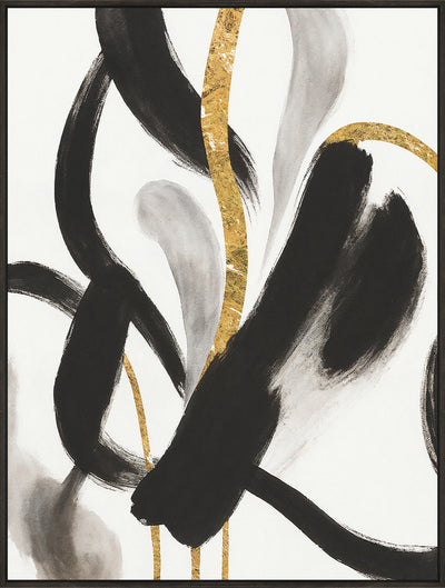 Gold Black Abstract Framed Canvas Art – 31" x 41" | Toile décorative encadrée « Gold Black Abstract » - 31 po x 41 po
