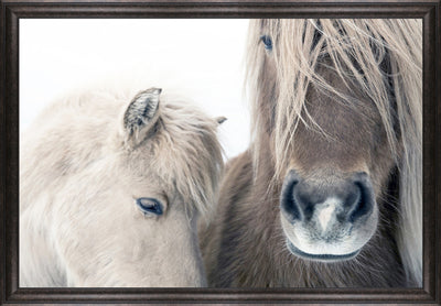 Two Horses Framed Stucco Art – 27.25" x 39.25" | Œuvre d’art en stuc encadrée « Two Horses » - 27,25 po x 39,25 po