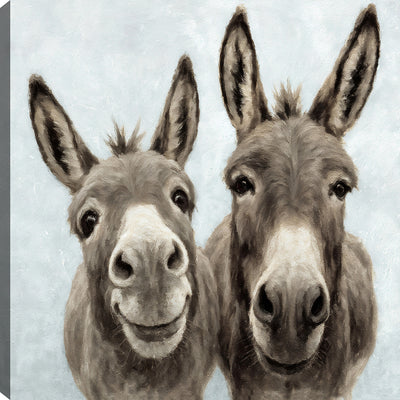 Smiling Donkeys Canvas Wall Art – 24" x 24" | Œuvre d’art murale « Smiling Donkeys » sur toile - 24 po x 24 po