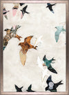 Œuvre d’art encadrée au fini lin « Flying Birds » - 22 po x 30 po