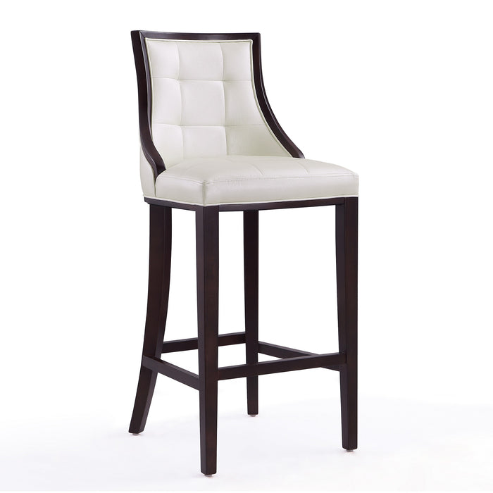 Tabouret bar Fifth Avenue de Manhattan Comfort de 45 po en hêtre - blanc perle et noyer