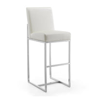 Tabouret bar Element de Manhattan Comfort de 42,13 po en chrome poli et en acier inoxydable - blanc perle