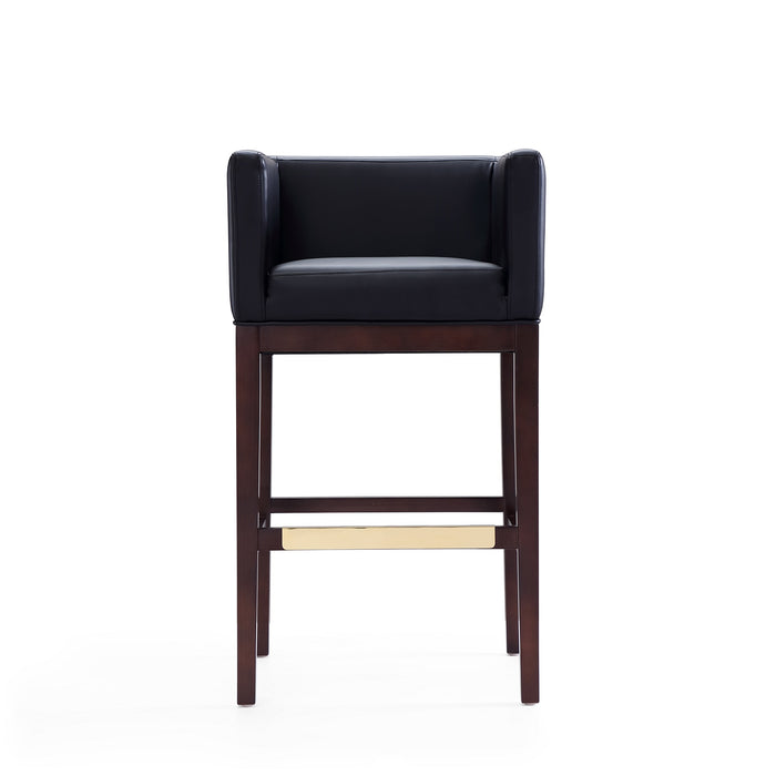 Tabouret bar Kingsley de Manhattan Comfort de 38 po en hêtre - noir et noyer foncé