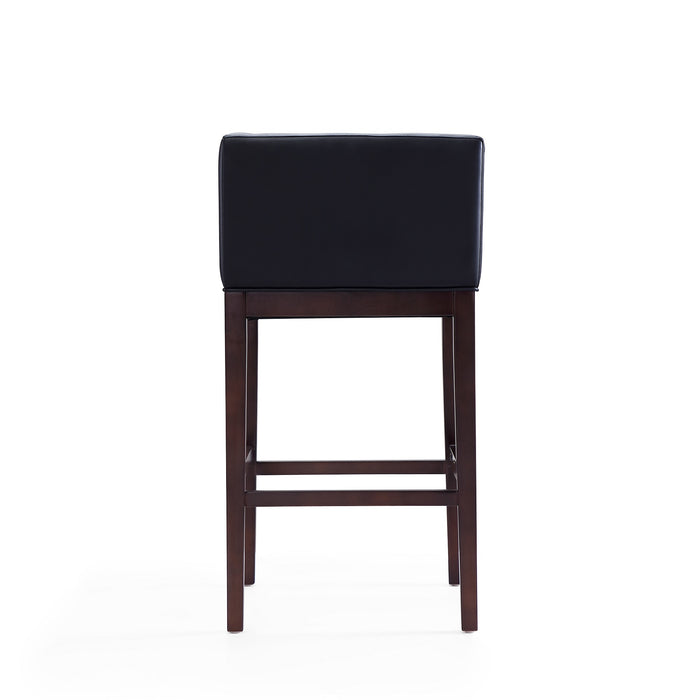 Tabouret bar Kingsley de Manhattan Comfort de 38 po en hêtre - noir et noyer foncé