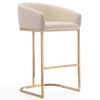 Tabouret bar Louvre de Manhattan Comfort de 40 po en acier inoxydable - crème et doré titane