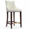 Tabouret bar moderne Shubert de Manhattan Comfort avec revêtement en similicuir et pattes en hêtre - ivoire