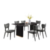 Ensemble de salle à manger Capri de Kort & Co. 7 pièces avec table de 72 po (L), touches dorées, base piédestal et 6 chaises - anthracite