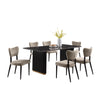 Ensemble de salle à manger Capri de Kort & Co. 7 pièces avec table de 72 po (L), touches dorées, base piédestal et 6 chaises - taupe