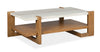 Table à café Carlisle de 55,5 po avec rangement et dessus en imitation de granite - blé miel