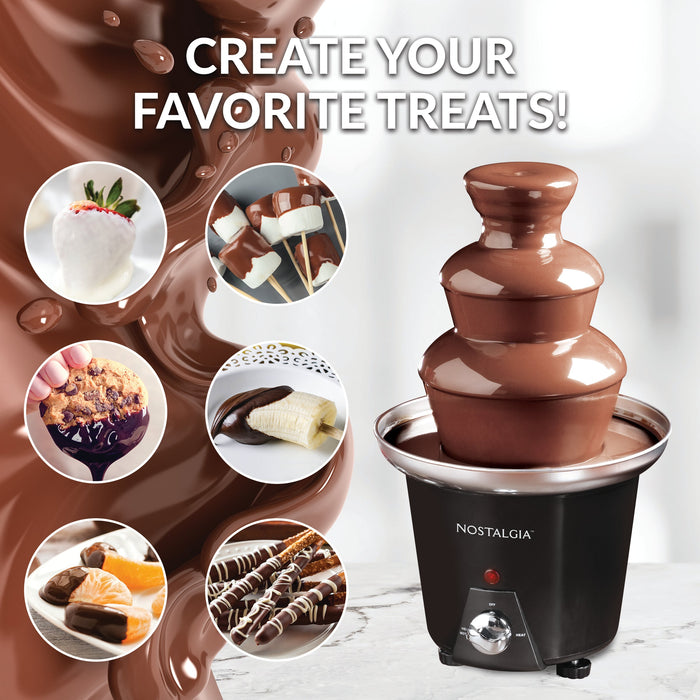 Fontaine de chocolat à fondue à capacité de 1,5 lb à 3 étages de Nostalgia - CFF965