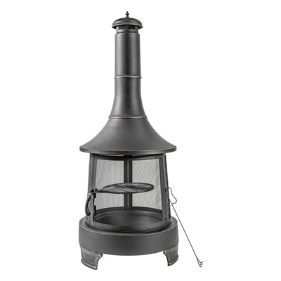 Deko Living Metal Wood Burner Chimney Fire Pit|Foyer extérieur au bois Deko Living en métal avec cheminée