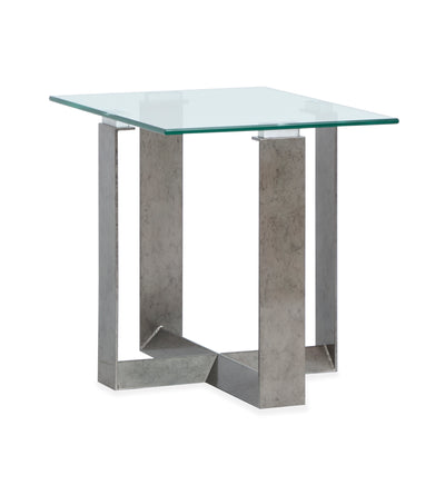 Consort 20" End Table with Tempered Glass Top - Aged Pewter | Table de bout Consort de 20 po avec dessus en verre trempé - étain vieilli