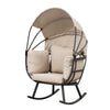 Fauteuil berçant en forme d'œuf Deko Living pour l’extérieur avec toit - brun