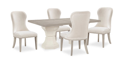 Corsa 5pc Dining Set with Table and 4 Chairs - Antique White Oak and Light Grey | Ensemble de salle à manger Corsa 5 pièces avec table et 4 chaises - chêne blanc antique et gris clair | CORSLDP5