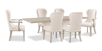 Corsa 7pc Dining Set with Table and 6 Chairs - Antique White Oak and Light Grey | Ensemble de salle à manger Corsa 7 pièces avec table et 6 chaises - chêne blanc antique et gris clair | CORSLDP7