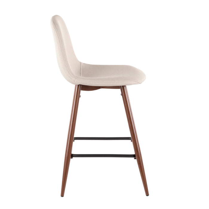 Tabouret moderne du milieu du 20e siècle Pebble de hauteur comptoir en tissu beige - ensemble de 2